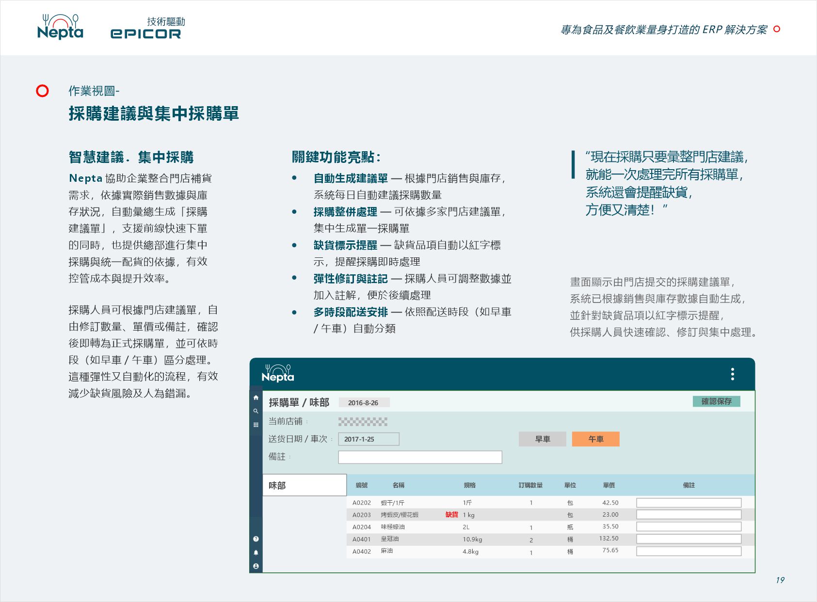 采购建议与集中采购 作业视图