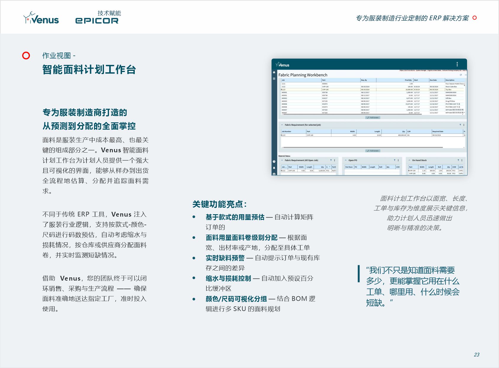 智能面料計劃工作台 作业视图